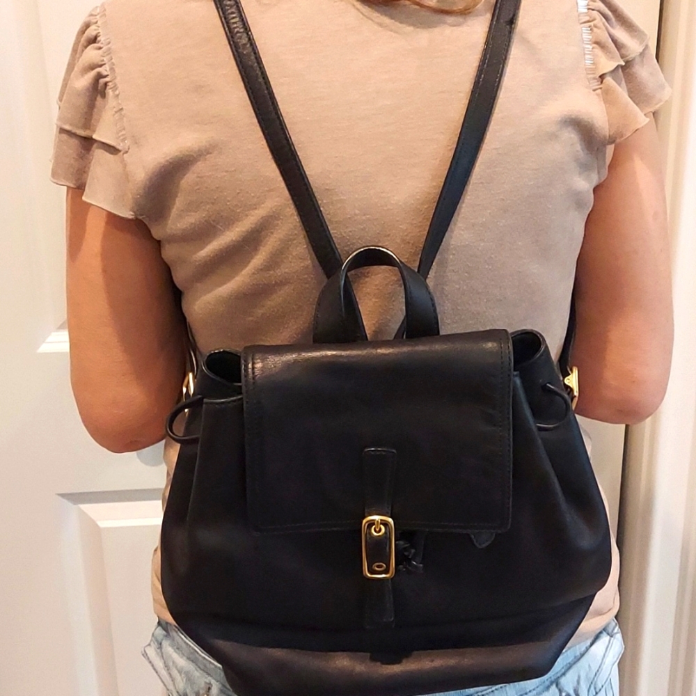 COACH vintage black leather legacy backpack